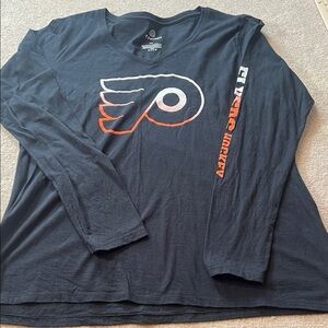 Philadelphia Flyers Hockey Long Sleeve V Neck T Shirt Fanatics 2XL‎